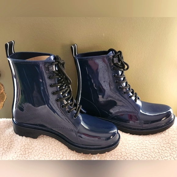 Michael Kors Shoes - Michael Kors Tavie Navy Combat Rain Bootie 7